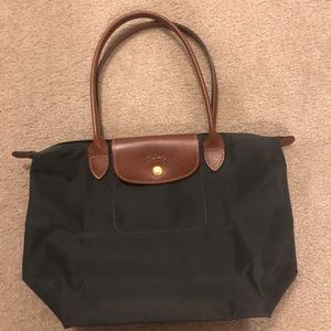 authentic small gray Longchamp tote